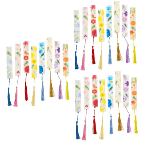 Marque-pages acrylique floral avec glands pour lecture (24 pièces)