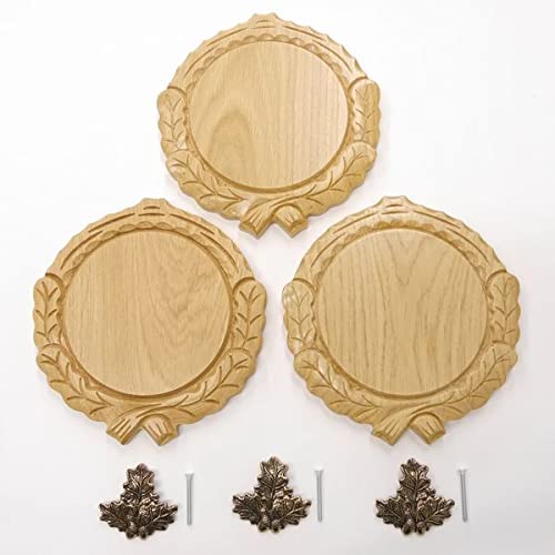 GTK 3 placas de cuña talladas de roble claro AF 14 cm con 3 hojas de roble, cubierta para cuñas, tabla de especias, placa para trofeos