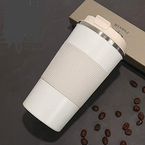 Image of YELONA White 510 ML Insulated Stainless Steel Coffee Tea Tumbler for Hot Cold Beverages Portable Travel Mug Leak Proof Sipper Lock Lid Thermos Multipurpose for Home Office Gifts