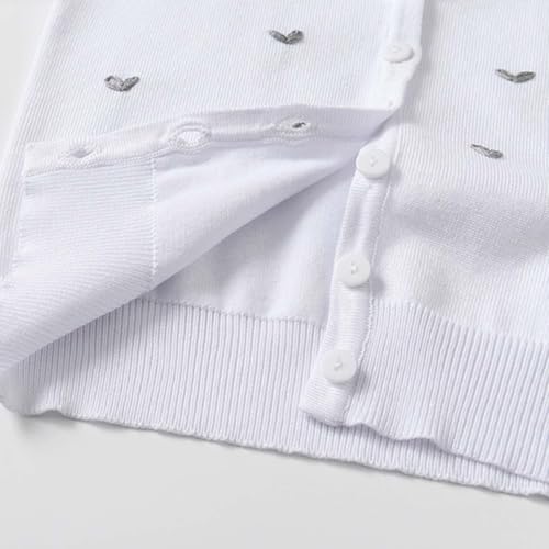 Kids Girls Open Front Cardigan V Neck Long Sleeve Knit Love Embroidery Comfortable Button Down Cardigan4