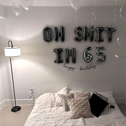 Image of Oh I'm 65! Latex Balloons 16 Inch Black Hallo Sixty Five Cheers to 65 Years Old Theme Decor for Man Woman Happy 65th Birthday Party Photo Studio Prop Flag Decorations Favors Supplies