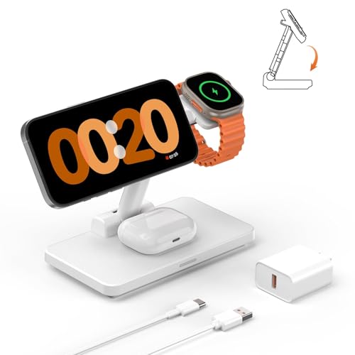 Support de charge pliable 3 en 1 pour Mag Safe JoyGeek : station induction iPhone et AirPods