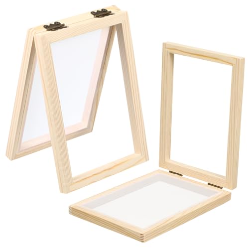 ERINGOGO 2Pcs Wooden Paper Making Frame Kit Handmade Paper Craft Tool Papermaking Screen for Creative Activities and Environmental Awareness