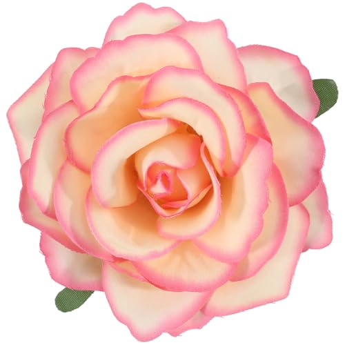 Image of 3.9 Inches Rose Hair Clip & Flower Brooches for Women | Vintage Design Clip Flowers for Hair Accessories | Charming Rose Flowers Pins for Clothes, Hairpins Party Supplies for Wedding (Pink & Beige)