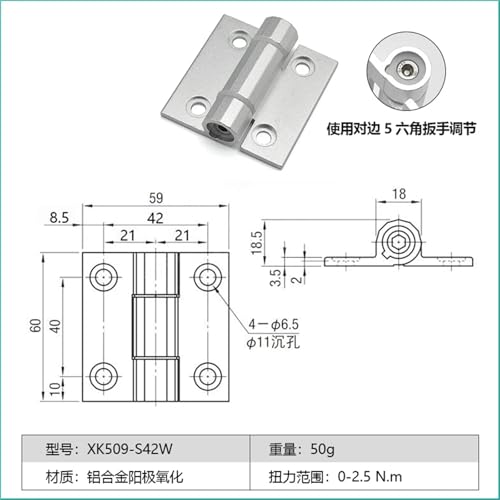 Charnière réglable XK509 en aluminium pour réparer une table pliante instable