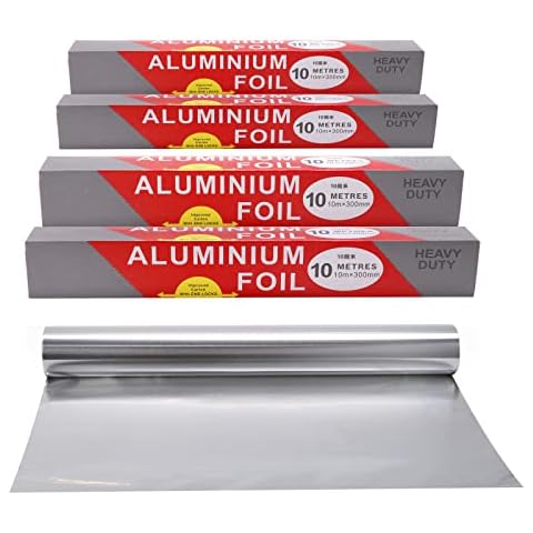 4 Rolls Aluminum Foil Roll ,Aluminum Silver Foil Wrap ,30CM×10M ,Kitchen Foil Wrap, Heavy Duty Aluminum Foil Wrap ,for, Cooking, Grilling & Wrapping Sandwiches (10m*30cm ,4 Rolls) Cover