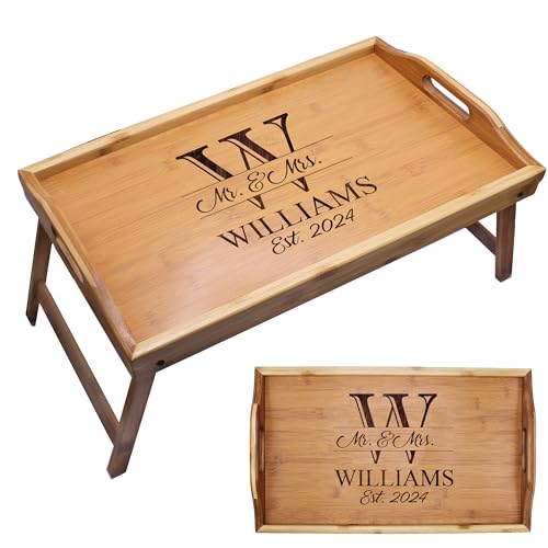 Engraved Wooden Serving Platter Tray with Handles...