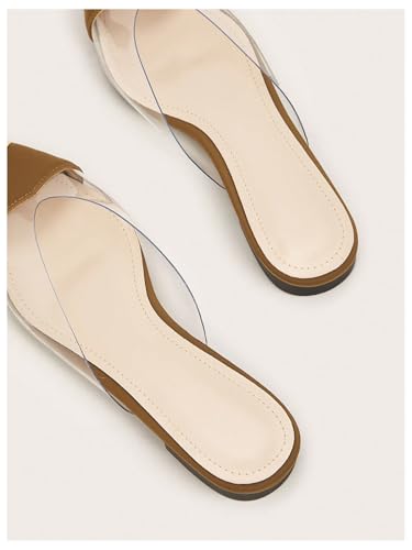 OYOANGLE Women's Metallic Transparent PVC Pointed Toe Flat Shoes Slip On Casual Outdoor Flat Mules2
