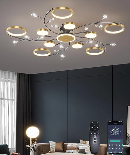 Dimmerazione intelligente + regolazione della temperatura multicolore: Black Gold LED Pendant Light with Remote Control' supporta il dimming continuo e la temperatura del colore regolabile (3000K luce calda/4000K luce naturale/6000K luce bianca), adatto per “soggiorno, camera da letto club, sala da pranzo hotel cucina aperta” e altre scene, per creare un 'illuminazione calda e luminosa'. Illuminazione