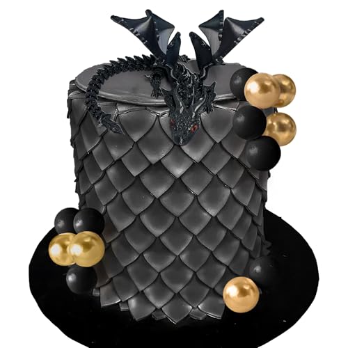 Décoration de gâteau dragon 3D et œufs noirs pour anniversaire