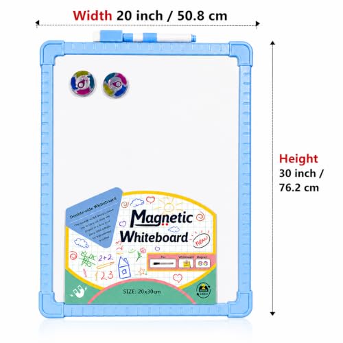 Image of YAJNAS Double-Sided Magnetic Whiteboard with Colorful Frame, 20x30 CM, Pack of 1, Includes 1 Marker Pen & 2 Magnets, Reusable Dry Erase Writing Board for Kids, Students, Teaching, & Office
