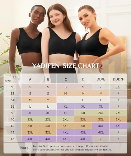 Image of YADIFEN Womens Sports Bras, 3 /4 /6 Pack Wireless Comfortable Seamless Sleep Yoga Sports Bras for Women with Removable Pads