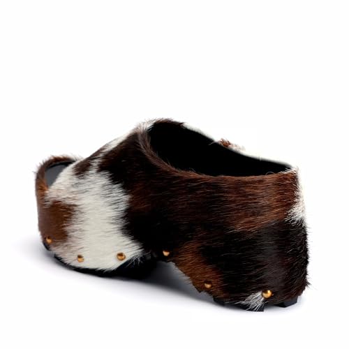 Image of XOBZJH Long-Hair Calfskin Chunky Clog Slide for Women - Memory Foam Luxury Slip on Shoes Women's Mules & Platform Clogs,Designer Mules for Women 2025