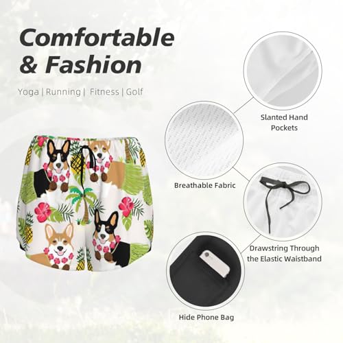 Short de running anti-irritation double couche imprimé Corgi noir taille M
