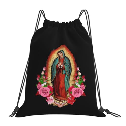 Our Lady of Guadalupe Virgin Mary Drawstring Backpack Bag Sport Gym Sackpack for Men Women