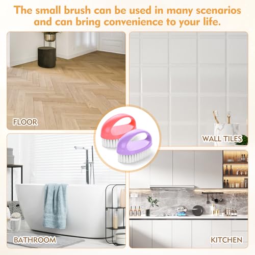 Image of 2 Pack Small Scrub Brush,Heavy Duty Stiff Nylon Bristles Cleaning Brush,Durable Small Cleaning Brush for Household Cleaning