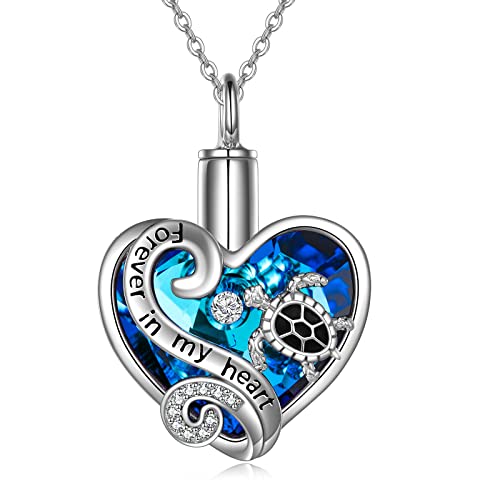 WINNICACA Urn Necklaces for Ashes Sterling Silver Cremation Jewelry for Ashes Urns for Human Ashes Pendant Necklace with Funnel Filler Kit