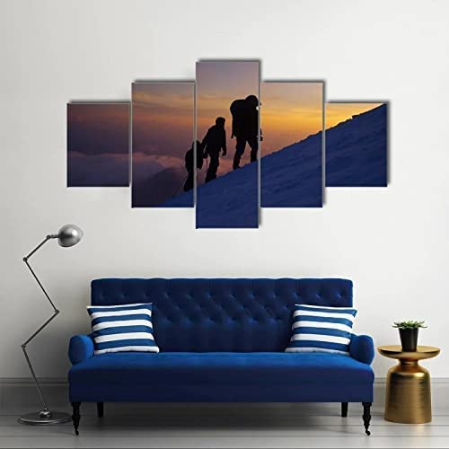 Prints On Canvas 5 Piece Canvas Wall Art Climber Sunset Landscape Picture Home Decoration Living Room Bedroom Canvas Painting On Canvas Room Artwork Canvas Paintings (Xl/Without Frame 150-9I3U-E7J