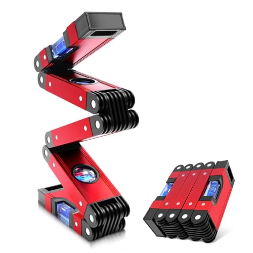 ZAUNFOOY 28 Inch Foldable Level Tool Multi-Angle Magnetic Aluminum Alloy Level with 4 Bubble Vials Portable Folding Measuring Level for Woodworking Carpentry Construction DIY