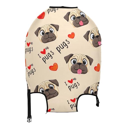 Joisal Luggage Covers for Suitcase Protectors Cute Cartoon Pug Khaki Anti-scratch Suit Case Travel Essentials for Women, XL, Fits 29-32 Inch Case2