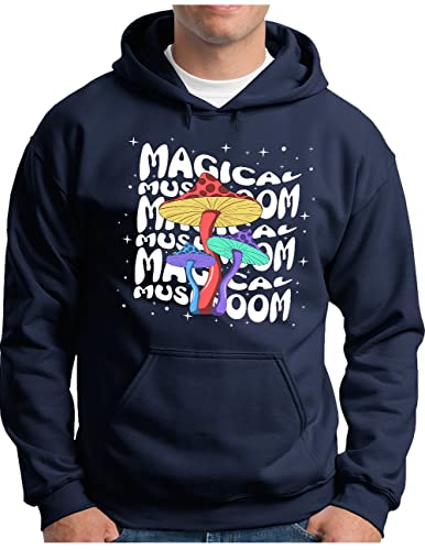 Sweat à capuche homme grande taille XXXL bleu marine confortable motif trippy