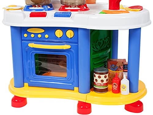 MalPlay Blaue Kinderküche | Spielküche mit Herdplatte und Uhr | mit Zuberhör und Produkte | Rollenspiel Geschenk für… – Bild 6