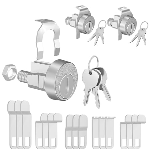 Image of 3 Pack Mailbox Locks with Keys Replacement, Mailbox Lock Replacement for L-1172C Mail Box Lock and Key, Nickel Finish