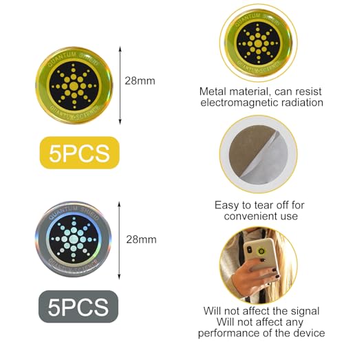 GeekerChip 10 Stück Strahlenschutz Handy Aufkleber,EMF Strahlenschutz Handy Aufkleber,Aufkleber Strahlung...