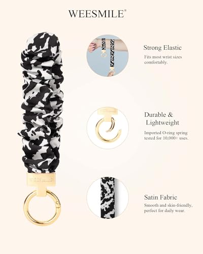Image of WEESMILE Scrunchie Keychain Wristlet for Car Key Chain with D Key Ring