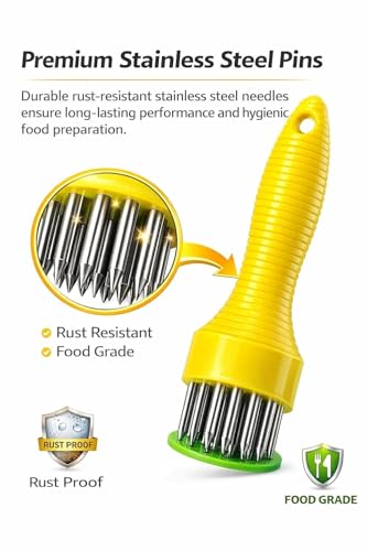 Image of GRILL BUMP Meat Tenderizer Needle Tool - Stainless Steel 24 Blade Meat Tenderizer | Professional Steak Tenderizer for Chicken, Beef & Mutton (Corn Meat tendrize)