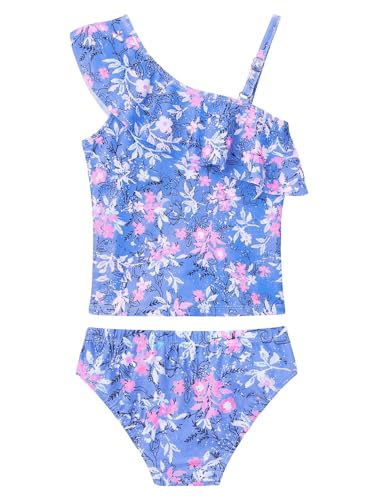 Image of Girls Tankini Swimsuit Two Piece Bathing Suit Colorful Toddler Kids Ruffle Swimwear Adjustable Strap Summer Beach