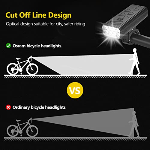 Luces para Bicicletas Led 8000 Lumen, 9600 MAh Luz Delantera Bicicleta USB Recargable, Impermeabile IXP6 Luz Trasera Bicicleta Aplicar para Bicicletas de Carretera y de Montaña - imagen 4