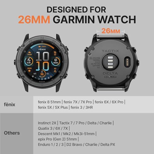 Image of Bandletic Compatible with Garmin Fenix 8 51mm Band - 26mm Quick Fit Soft Stretchy Loop Bands with G-Hook for Fenix 7X 6X Pro /5X Plus /3 /3 HR /Instinct 2X Solar 3 50mm /Enduro /Quatix 6X /Tactix /Epix Pro 2