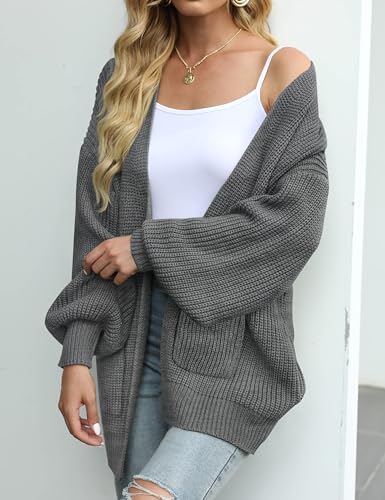 Image of MEROKEETY Long Sleeve Oversized Cardigan Sweaters for Women | Fall Winter Sweaters, Open Front, Chunky Knit, 2026 Casual Work Outerwear with Pockets