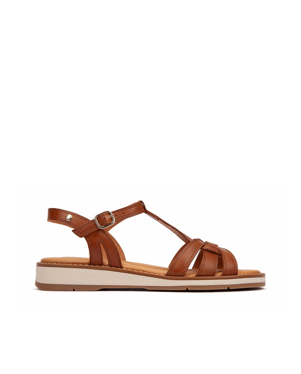 Pikolinos Roquetas Sandalias Planas Mujer | en Cuero | Cierre con Hebilla | Talla EU 35-​42 en color Marrón