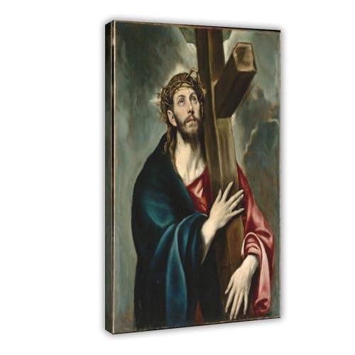 Impression toile El Greco Christ portant la croix cadre mural 61x91
