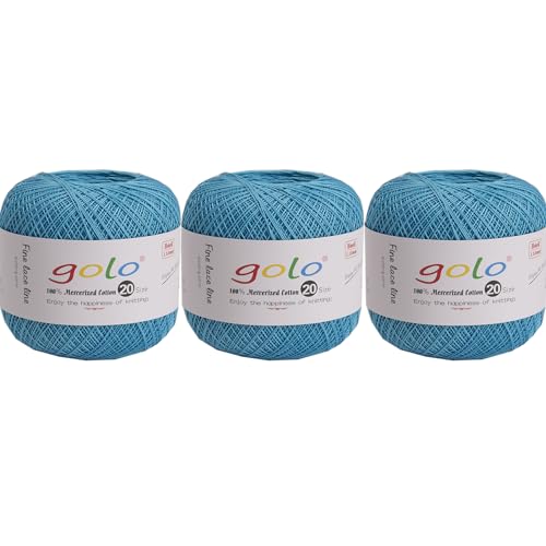 Image of golo 3 Balls Crochet Thread Size 20 Embroidery Thread Crochet Yarn for Hand 384