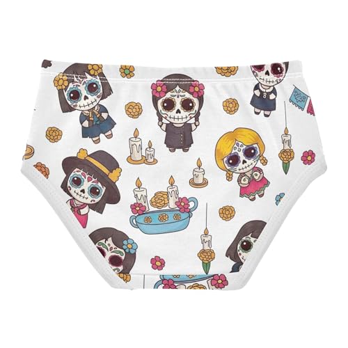 Cute Sugar Skulls Yellow Floral Toddlers Underwear Floral 2t Cotton Girl Panties Cute Print Briefs Underpants2