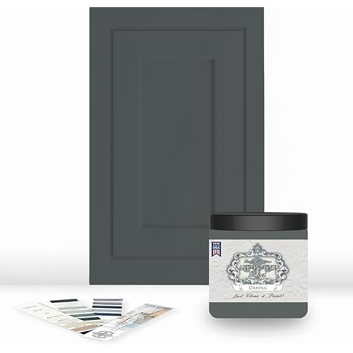 ALL-IN-ONE Paint by Heirloom Traditions, Daring (Deep Charcoal), 8oz Sample - Durable cabinet and furniture paint. Built in primer and top coat, no sanding needed. Includes our 30 featured color card.