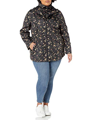 INTL d.e.t.a.i.l.s Women's Plus Size Midweight Pack-it-in-a-Pouch Vestee Jacket, Winter Floral, 2X