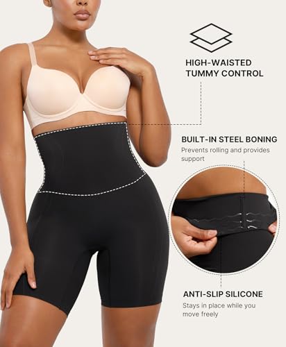 Image of SHAPELLX Tummy Control Shapewear for Women High Waisted Body Shaper Shorts Thigh Slimming Underwear