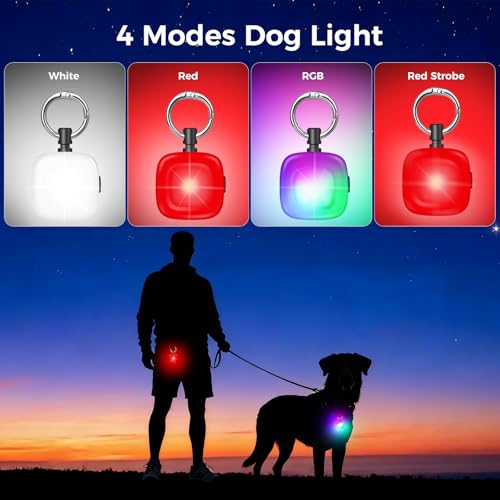 MonHall 2er Hundelicht, 4-Modi Wiederaufladbare Leuchtanhänger Hund, Superhelle Licht Hund, IP68 Wasserdicht Hunde Licht für Hunde Kinder Jogger Camper