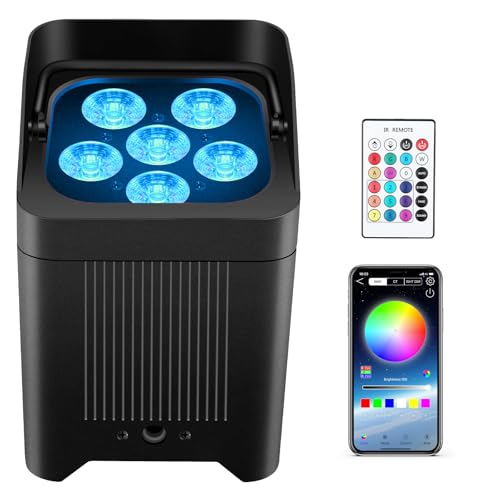 OPPSK Battery Powered Par Light - 108W RGBWA+UV 6IN1 LED Rechargeable Par - 20 Hours Single Color - APP/Remote/DMX Control for Wedding Church Party Nightclub DJ Event