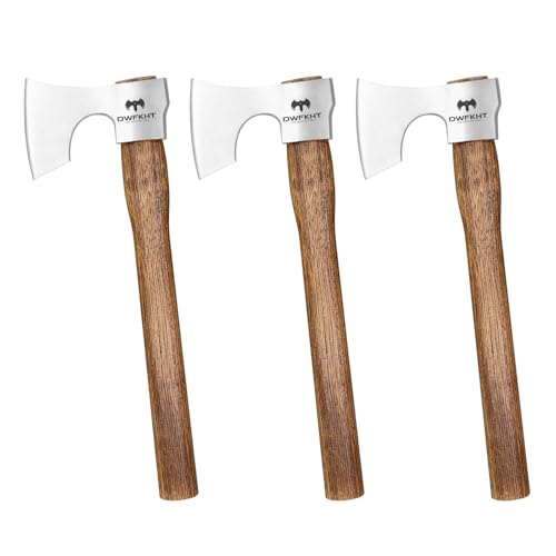 16.5' Throwing Axe, 3 Pack Throwing Axe Set with 1065 High Carbon Steel & Hickory Wood Handle, Perfect for Axe Throwing Games, Competition and Recreation, Ideal Gift for Men (Silver Gray)