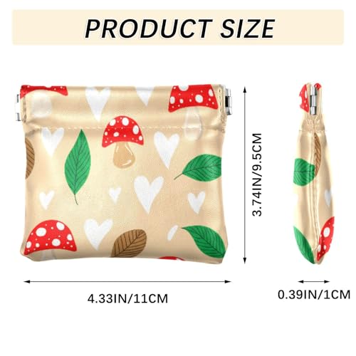 Cute Red Polka Dot Mushrooms Coin Purse Leather Pouch Change Purse, Squeeze Coin Pouch for Cards, Keys & Lipsticks, Unisex3