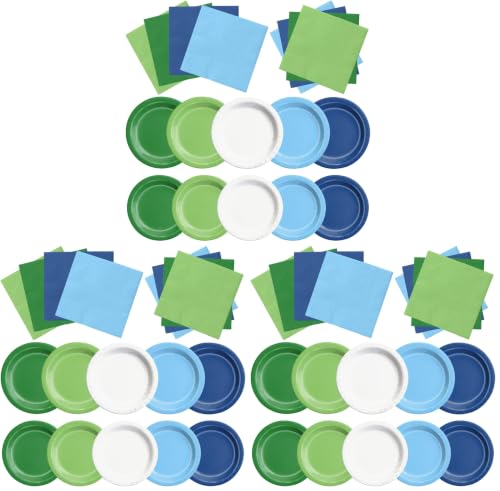 Image of CMUSKO Golf Party Decorations - 60Pcs Blue Green Plates & Napkins Set Hole in One Golf Themed Tableware for Birthday,Baby Shower (Pack of 3)