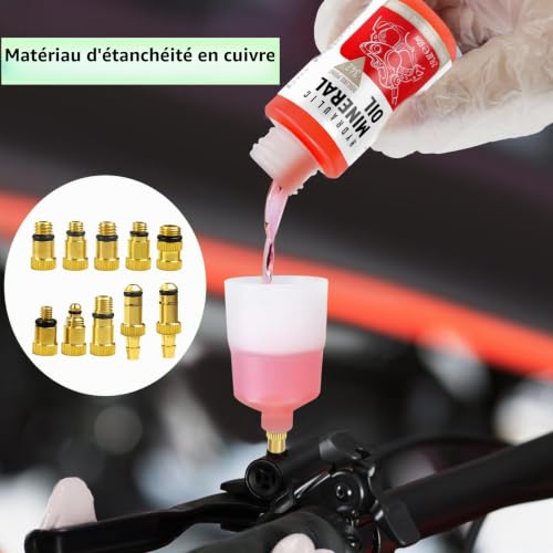 kit purge frein vtt pour Shimano, Tektro, Magura, y compris joint métallique kit de dégonflage de frein à disque hydraulique pour vélo, y compris 180ml liquide de frein minéral haute performance – vue 3