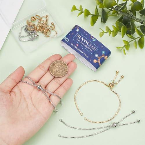 SUNNYCLUE 1 Box 8Pcs Slider Bracelet Chains Slider Bracelet 304 Stainless Steel Slider Bracelets Bulk Adjustable Bracelet Chain Extender Chain for jewellery Making Chains DIY Bracelets Women Supplies - Image 3