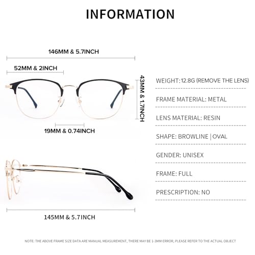 Image of Blue Light Blocking Glasses for Men Anti-Fatigue Computer Monitor Gaming Glasses Prevent Headaches Glasses, Oval Black /Gold