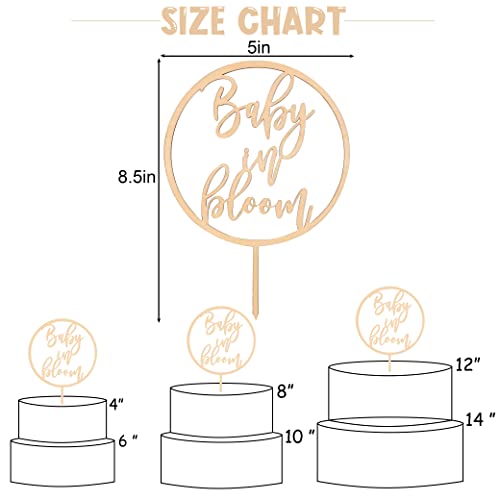 Baby In Bloom Wooden Cake Topper - Baby Shower Collection Cake Topper,Gender Reveal Cake Topper, Baby Shower Circle Frame Cake Topper (Baby In Bloom) #TOP1